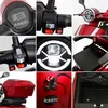 Collage of close-up shots of a red electric scooter, highlighting various features. Produktbild-Vorschau