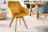 Drehbarer Design Stuhl LIVORNO senfgelb Samt Buchenholz Produktbild-Vorschau 4