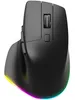 A black wireless gaming mouse with RGB lighting on the base. Produktbild-Vorschau