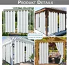 Collage of four images showing white outdoor curtains installed on pergolas and gazebos. Náhled obrázku produktu