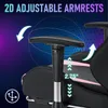 Close-up of a gaming chair's adjustable armrest with marketing text and graphics. Podgląd zdjęcia produktu