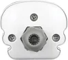 The back of a white LED light fixture with a central mounting nut and three screws. Podgląd zdjęcia produktu