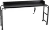 A black mobile overbed table with wheels and a power outlet. Anteprima dell’immagine prodotto