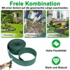 Collage showing different ways to use green plastic garden edging, a roll of the edging, and pruning shears. Voir les images du produit