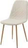 A single beige dining chair with wooden legs, shown from the front. Náhľad obrázku produktu