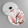 Wanduhr - Rund - Glasuhr - Zweig Magnolie Blume - 40x40cm - Produktbild-Vorschau 2