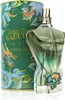 A bottle of Jean Paul Gaultier 'Le Beau Paradise Garden' perfume and its cylindrical packaging, both featuring intricate designs. Anteprima dell’immagine prodotto