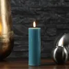 LED Stumpenkerze MIA - Echtwachs - realistische 3D Flamme - H: 15cm - D: 5cm - jadegrün Produktbild-Vorschau