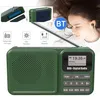 A collage of images showing a portable radio, its features, and a person using it. Produktbild-Vorschau