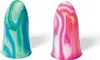 Two colorful earplugs on a white background. Produktbild-Vorschau