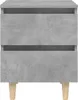 A front view of a concrete-effect nightstand with wooden legs. Anteprima dell’immagine prodotto