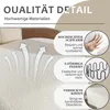 A diagram illustrating the quality features of a chair, with text descriptions and close-up images of materials. Anteprima dell’immagine prodotto
