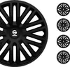 A set of black wheel covers on a white background. Produktbild-Vorschau