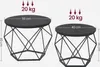 Two black geometric side tables with dimensions and weight capacity indicated. Podgląd zdjęcia produktu