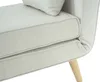 A close-up view of the cushions and a wooden leg of a sofa or armchair. Náhled obrázku produktu