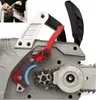 Close-up view of the chain and tensioning mechanism of an electric chainsaw. Podgląd zdjęcia produktu