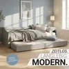 Homestyle4u Tagesbett 90x200 Ausziehbett Grau mit Matratze Produktbild-Vorschau 14