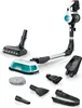 A collection of Bosch vacuum cleaner parts and accessories are displayed on a white background. Produktbild-Vorschau