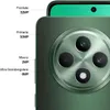 Close-up of the rear camera module and front display of a green smartphone, with text labels indicating camera specifications. Produktbild-Vorschau