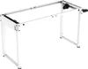 A white, adjustable desk frame is shown against a white background. Voir les images du produit