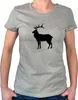 Huuraa Damen T-Shirt Hirsch Silhouette XXL Sport Grey Bio Produktbild-Vorschau 1
