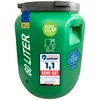 A green plastic barrel with various labels and markings. Produktbild-Vorschau