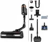A cordless vacuum cleaner and its accessories are displayed against a white background. Produktbild-Vorschau