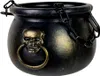 Schwarzer Hexenkessel mit Totenkopf und Kette als Henkel 14 Produktbild-Vorschau 1