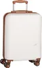 A white and brown suitcase with wheels and a retractable handle, shown from the front. Náhľad obrázku produktu