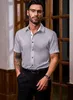 Herren Sommerhemd Kurzarm Slim Fit Grau L Business Hemd Produktbild-Vorschau 3