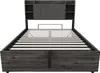 A bed frame with a headboard featuring storage shelves, presented against a white background. Anteprima dell’immagine prodotto