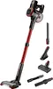 A cordless vacuum cleaner with multiple attachments is displayed against a white background. Produktbild-Vorschau