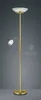 A brass floor lamp with a reading light against a gray background. Produktbild-Vorschau