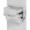 A close-up shot of a grey metal filing cabinet with several drawers open. Podgląd zdjęcia produktu