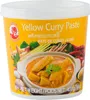 A tub of yellow curry paste with ingredients and a bowl of curry shown on the label. Voir les images du produit