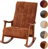 A brown rocking chair with wooden legs and armrests, shown against a white background. Small circular swatches of different fabric colors are visible on the right side of the image. Podgląd zdjęcia produktu