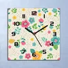 Wanduhr Echt-Glas-Küchenuhr Vintage Bunte Blumen Quarz Produktbild-Vorschau 1