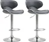 Two gray bar stools with chrome accents are shown against a white background. Podgląd zdjęcia produktu