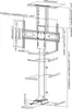 A technical diagram showing the dimensions and specifications of a TV stand. Náhled obrázku produktu