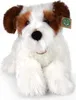 A plush dog toy with a tag. Produktbild-Vorschau
