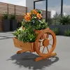 Fioriera in legno con ruote di carro Decorazione da Anteprima dell’immagine prodotto 1