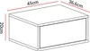 A line drawing of a white cabinet with dimensions indicated by red lines and text. Produktbild-Vorschau