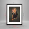 Gerahmtes Poster - Schwarzer Rahmen - Frau Katze Blumen - Produktbild-Vorschau 5