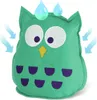 A green owl-shaped air freshener with blue water droplets and arrows indicating airflow. Produktbild-Vorschau