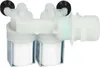 A close-up studio shot of a white dual solenoid water inlet valve. Produktbild-Vorschau