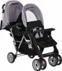 vidaXL Tandemový kočík Steel Grey and Black Náhľad obrázku produktu 2