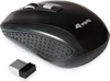 A black wireless computer mouse and its USB receiver are shown on a white background. Produktbild-Vorschau