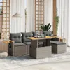 Modulares Garten-Sofa-Set 6-tlg., Poly Rattan Grau, Produktbild-Vorschau 2