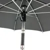 Close-up view of the mechanism and fabric of a black umbrella. Voir les images du produit