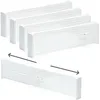Four white drawer organizers are shown, with two of them separated to demonstrate their adjustable length. Produktbild-Vorschau
